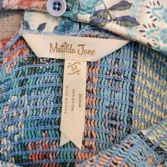 Matilda Jane Lets Go Together Weekend Dreams Dress Midi Floral Smocked Medium - Picture 10 of 11